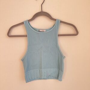 Light Blue Ribbed Women's Crop Top